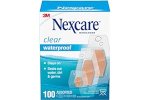 Nexcare Waterproof Bandages 100/Pkg-Assorted Sizes -432-100