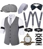 Costume Gangster Bambini Anni 20-30 - Completo Con Giacca, Pantaloni, Camicia, Cravatta, Cappello Bombetta, Taglie S, M, L, XL