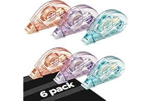 Bukuhlio 6 Stück Selbstklebender Kleberoller, 6mm x 6m Transparent Klebemaus Doppelseitiges Klebeband Fotokleber für Kinder Studenten Scrapbook DIY Basteln (Rosa&Blau&Lila)