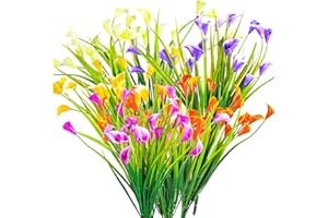 VARHHUXHA Sztuczne kwiaty, 6 szt. dekoracyjnych kwiatów Calla Lily, sztuczne kwiaty, odporne na działanie promieni UV, dekoracja domu, ogrodu, biura, kuchni, stołu, dekoracja stołu (5 kolorów)