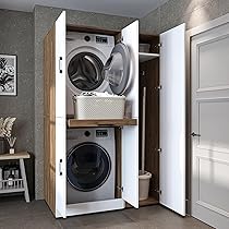 Armadio Per Lavatrice E Asciugatrice MRBLS - Mobile Salvaspazio Per Bagno/Lavanderia 96x88.5x66 Cm