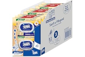 Tempo Papier toaletowy wilgotny Tempo Delikatny pielęgnujący trójpak (18 (6 x 3) opakowań x 42 arkusze każda), duże opakowanie, 1 kg