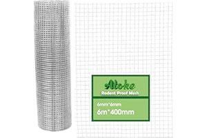 Atoke 6mx400mm Rodent Proofing Wire Mesh,Galvanised Welded Metal Rat Proof Mesh Sheet,Versatile Wire Mesh Roll for Vents,Air Brick, Windows, Door, Garden and DIY Project