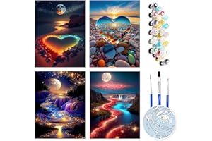 FLAJZ Malen Nach Zahlen Erwachsene, 4 Stück DIY handgemaltes Ölgemälde Set für Anfänger und Erwachsene, Acrylfarbe, Kindergemälde, kreative Heimdekoration, Geschenk, Weihnachten