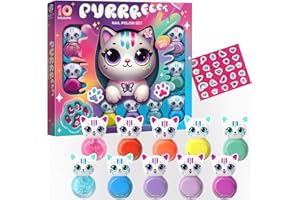 Juego de Esmaltes de Uñas a Base de Agua con Forma de Gato – Beauty4Britain, 14 Colores, Secado Rápido, Despegables, Pegatinas de Uñas de Gato Incluidas, Caja de Regalo Expositora