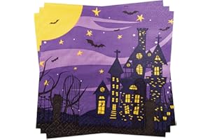 BFB Tovaglioli di carta per feste di Halloween 50 pezzi Casa stregata Tovaglioli usa e getta 33 x 33 cm Tovaglioli monouso