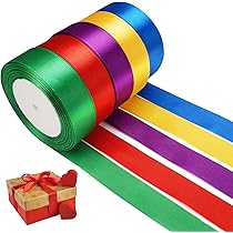 6 Kleuren Satijnen Linten, 22 m X 2 cm Kleurrijke Satijnen Stoffen Linten Decoratieve Lang Linten voor Doe-Het-Zelf Handwerk, Cadeaufeesten, Naaien, Ballonnen, Bruiloft, Geschenkverpakking
