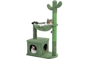 PAWZ Road Drzewko dla kota kaktusowego dla kotów domowych, drzewo wspinaczkowe dla kota wieża do zabawy z hamakiem drapak dla kota 102 cm