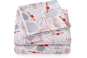 SWEET HOME COLLECTION 1500 Supreme Kids Bed Sheet Collection - Fun Colorful and Comfortable Boys and Girls Toddler Sheet Sets - Deep Pocket Wrinkle Free Soft and Cozy Bedding - Twin XL, Basketball