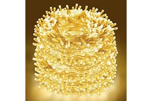 Abkshine 100M 800 LED Outdoor Christmas lights, Mains Powered Warm White Fairy Lights w/ Remote, Waterproof String Light for Indoor Outside Christmas Tree Garden Gazebo Patio Fence Pathway Decorations