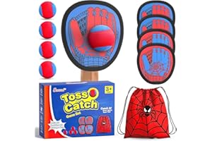 Sunrad Toss and Catch Ball Game Set,Sticky Toddler Baseball Training Glove,Beach Toys Yard Games,Kids Preschool Games for Ages 4 5 6 7 8,Including 4 Paddles, 4 Sticky Balls, 1 Carry Bag