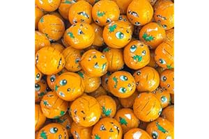 SLJ PARTY BAGS AND POCKET MONEY TOYS 50 Solid Milk Chocolate Foil Wrapped Pumpkin Balls Halloween Trick or Treat Sweets