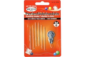 MEYCO HOBBY Juego de 6 agujas para cuentas 0,4 x 55 mm y 0,5 x 66 mm