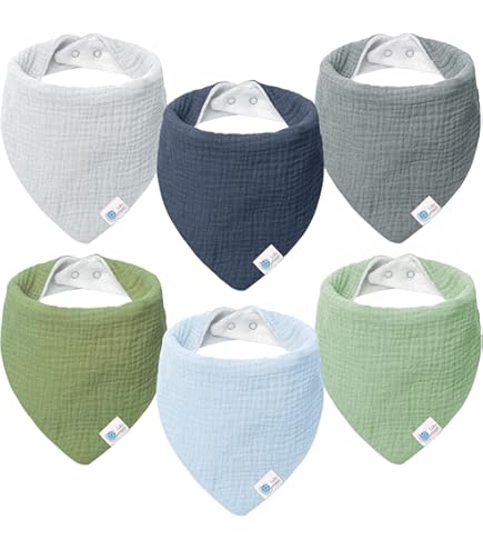 Bavaglini Neonato In Cotone BIO - Set 4 Pezzi Impermeabili, 10 Strati Assorbenti - Foto 3