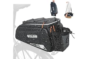 NDakter Bike Bags for Bicycle Rear Rack-Waterproof 3 in 1 Ebikes Trunk Bag, Reflective Electric Bike Saddle Panniers with Shoulder Strap (10L EVA Hard Shell)