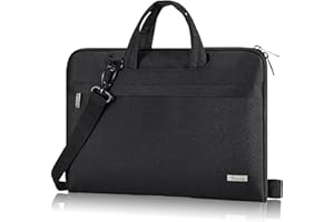 Voova Torba na Laptopa 15 15,6 16 Cali, Torba na Ramię, Lekka Torba na Notebooka z Chowanym Uchwytem do Laptopa 15,6 Czarna