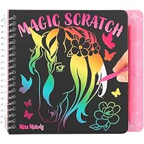 Depesche Miss Melody Libro Mágico Para Rascar De 20 Páginas Con Degradado De Colores, Incluye Rotulador Rascador Y Motivos De Caballos, Tamaño 20x19x2 Cm