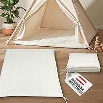 LIONHERZ® De Originele Tipi Tent Voor Kinderen Van 100% Katoen Met Veerdecoratie Knuffelmat Draagtas Stabiel Kindertent Theepee Speeltent Cremewit 1013738519