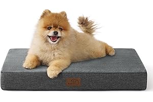 BEDSURE orthopädisches Hundekissen kleine Hunde - 61x41x8cm waschbares Hundebett mit 2 in 1 Memoryschaum, kuscheliges Hundematte Hundematratze, dunkelgrau