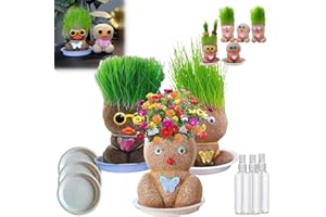 Donubiiu Grass Head Doll, Grass Head Doll Plant, Grass Head Growing Kit For Kids, Growing Grass Head Doll, Cat Grass Doll, Highway Grass Head Doll, Cat Grass Kit For Home Garden (3PCS-A)