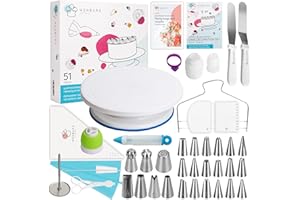 Wenburg Zestaw akcesoriów do tortów dla początkujących i profesjonalistów | talerze obrotowe do dekoracji tortów | 51-częściowy | idealny na prezent | zestaw do pieczenia z wszechstronnymi akcesoriami