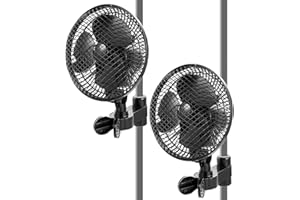 RITHRY Grow Ventilator mit Clip, 22 cm Durchmesser, Oszillierender Lüfter 2 Geschwindigkeitsstufen, stabiler Clip - Ventilator leise, für Growbox, Zuhause im Schlafzimmer (2)