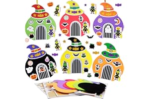 DKINY 12 Stück Halloween Hexentür Bastelsets Hexen Haus Mix&Match Kunst und Bastelhandwerk für Kinder Saisonale Kreativsets und Bastelbedarf zum Basteln Halloween Hexentüren zum Dekorieren