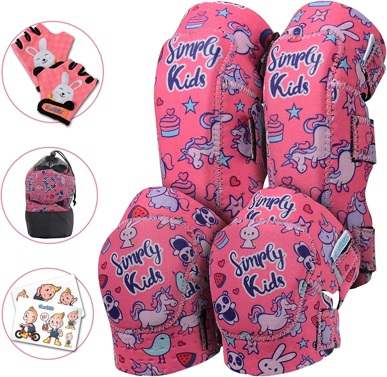 Simply Kids Protecciones Patines Niña I Coderas y Rodilleras Niño con Guantes I Protecciones Skate de Patinaje, Monopatín, Bicicleta