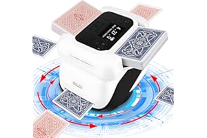 Apritsce Barajador y Repartidor Automático de Cartas, 2 in 1 Repartidor de Cartas Automático Giratorio, Giro 360° para 2–8 Jugadores, Recargable y Silencioso para Poker UNO