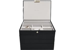 Stackers svart klassisk medium smyckeskrin lock, set med 4