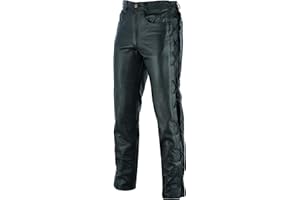 Texpeed pantalon lacé cuir homme cuir véritable - Pantalon motard occasionnel moto - Noir - M