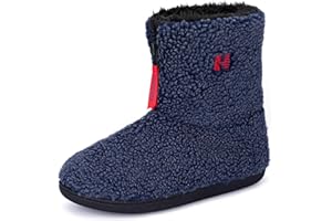 RockDove Men’s Sherpa Boot Slippers Zip Closure Warm Fleece Lining and Non Slip Sole