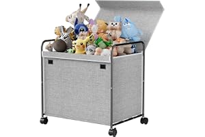 U-HOOME Kids Toy Chest Box Organizer,117L Large Capacity Kids Toy Chest Box with 360°Wheels,Toy Storage Organizer Bin with Lid,Toy Bin for Kids Girls Boys, Clothes,Playroom,Nursery,Bedroom,Living Room