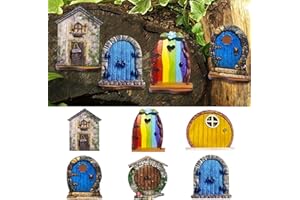 SUITEDGET 6Pcs Puerta Miniatura De Árbol De Jardín De Hadas Puerta En Miniatura Fadas De Hadas Puerta De Casa Diminuta Niños Mini Regalo Jardín De Hadas En Miniatura Exterior De Decoración Al Aire Libre…