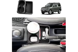 Coleya Boîte de Rangement pour Console Centrale Compatible avec Suzuki Jimny JB23 JB33 1998-2018 (MT), Jimny Organisateur d'accoudoir Central, Plateau Rangement avec Tapis Antidérapants (Noir)