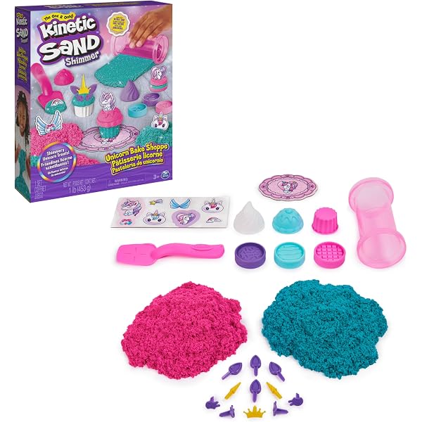 Kinetic Sand, Coffret Bac à sable, 454 g de sable violet, bac à sable, 4 moules et outils, jouets sensoriels pour les enfants à partir de 3 ans