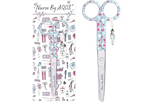 Nurse By Aqos | Forbici a punta affilata - Forbici infermiere - Forbici mediche - Infermiere Accessori - Forbice Infermiera - Acciaio inox - Chirurgiche - Punta Tonda (Cuore blu)