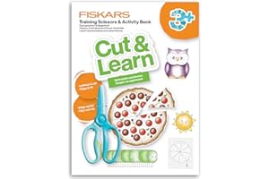 Fiskars Tijeras de Entrenamiento y Libro de Manualidades con Consejos y Trucos, A partir de 3 años, Para Diestros y Zurdos, Plástico/Metal, Azul, 1077663