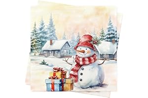 ‎SUPJADE Weihnachten Servietten Weihnachten Deko Tischdeko - 80Stück Weihnachts Serviette Papierservietten Xmas Servietten mit Schneemann Merry Christmas Party Deko Xmas Napkins 33X33cm Winter Servietten