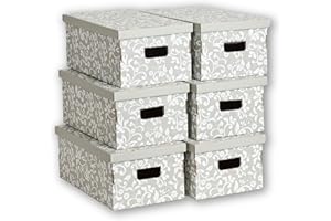 Lavatelli Set di 6 Scatole in Cartone certificate Fsc, organizer per armadio con coperchio, portaoggetti, per trasporto e trasloco, vestiti e scarpe 29x51x20cm, Fiori