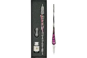 EACHHAHA Glass Dip Pen and Ink Set, Glass Calligraphy Pens with Ink and Holder,Crystal Signature Pen for Art,Painting,Writing,Decoration and Business Gift