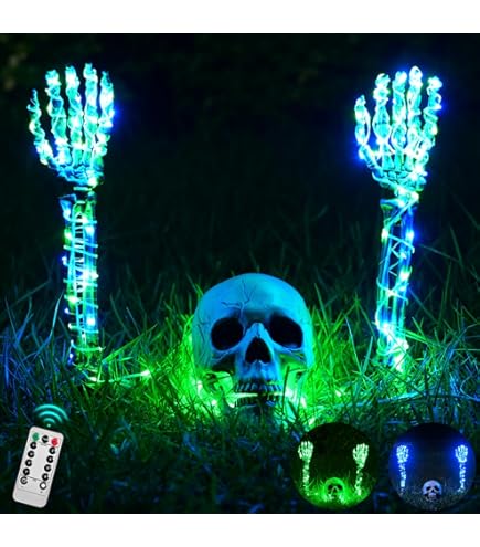 Efymosce Halloween Grabstein Deko - 4-teilig Mit LED Lichterkette Für Garten & Party