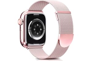 Higgs Zapasowy pasek kompatybilny z Apple Watch 45 mm, 44 mm, 42 mm, 41 mm, 40 mm, 38 mm, podwójna magnetyczna regulacja, do iWatch Series 8, 7, 6, SE, 5, 4, 3, 2, 1, gładka stal nierdzewna, metal