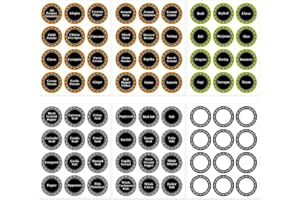 ZAWTR Spice Jar Labels, 5 Sheets Jar Labels Stickers Pre-printed Small Round Sticky Labels+1 Sheet Blank Pantry Jam Jar Labels Self Adhesive Waterproof Labels, Reusable Kitchen Storage Spice Labels for Jars