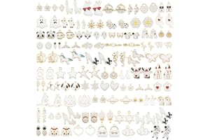 Julie Wang 60 pièces 30 paires pendentifs à breloques en émail blanc mélangé pour la fabrication de bijoux en vrac lot collier boucles d'oreilles Bracelet artisanat résultats