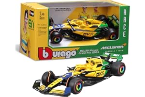 BBURAGO McLaren MCL38 Monaco GP 2024 Livrea Senna Scala 1:43, Replica Diecast Dettagliata Assortimento Casuale Norris o Piastri, Edizione Tributo Ayrton Senna