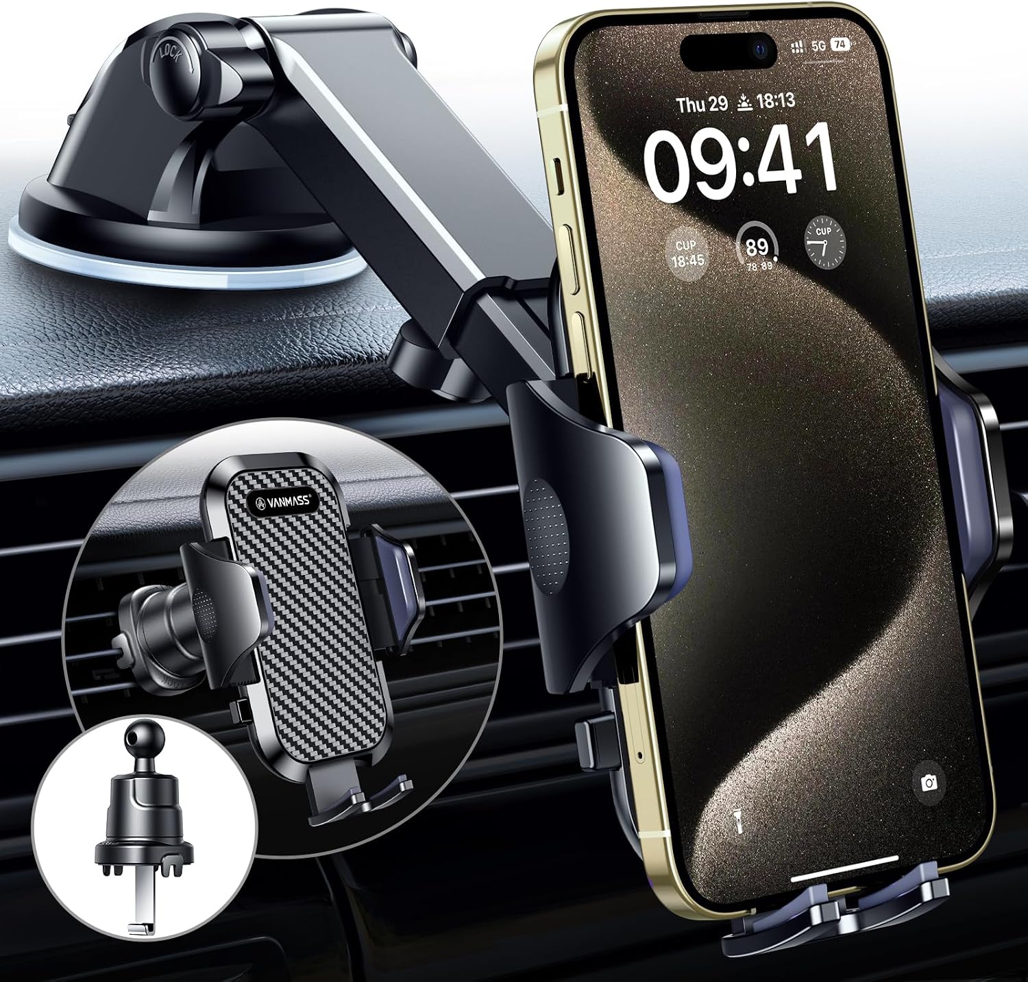 VANMASS 2026 BEST Car Phone Holder [Strongest & Stablest & Durablest]Military-Grade Suction Mobile Mount for Dashboard Windscreen Vent,Van Stand Cradle for iPhone 17 Pro Max 16 15 14 13 12 Samsung S26