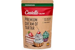 Crème de tartre - 100% Naturel - Qualité Supérieure Alimentaire - Substitut Naturel de la levure chimique - Sans Gluten - Sans Phosphates - Keto et Paleo - Sans OGM - Castello since 1907-850 g