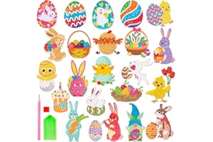 WEVOL Diamond Painting Enfant, 22 Pièces Peinture Diamant Pâques Autocollant, Broderie Diamant pour Enfant 5D Peinture en Diamant, Diamant Painting stickers pour Les Enfants et Les Débutants Adultes
