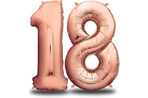 envami® Palloncini Compleanno 18 Anni Oro Rosa 101 CM - Palloncino Numero 18 - Numeri Gonfiabili Compleanno - Decorazioni Compleanno - Palloncino 18 Anni Compleanno - Vola con l'Elio